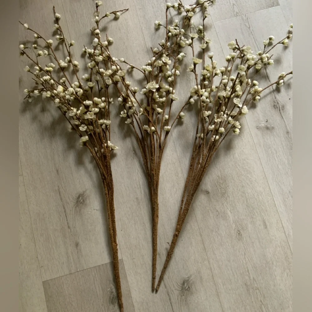 3 branches cream‎ white faux flowers artificial cherry blossom
